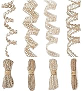 Pandahall 4 Rolls Natural Burlap Ribbons Jute Lace Ribbons Thin Crafts Fabric Ribbons Rustic Twin...