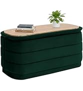B FSOBEIIALEO Velvet Storage Ottoman with Tray, Folding Ottoman with Storage Coffee Table Shoes B...