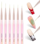AIRSEE 6Pcs Nail Art Liner Brushes Set, Liner Brush For Nails Gel, Thin Nail Art Brush, Nail Deta...