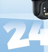 Text reads '24'. Dark camera or surveillance device shown in profile against light blue background with large white '24' numeral indicator.