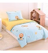 ZZRSSSLC 100% Cotton Lion Crib Bedding Set for Bed Decoration, 3 Pieces Sweet Animal Printed Nurs...
