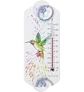 Taylor Rainbow Hummingbird Indoor Outdoor Suction Cup Thermometer, Decor for Patio, Pool, or Gara...