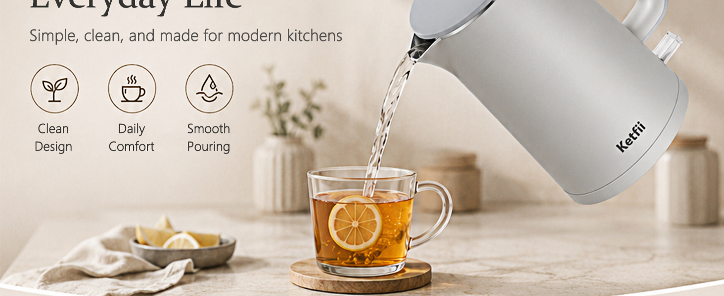 The double wall body helps reduce heat transfer to the exterior for safer everyday handling.