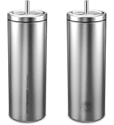 WAGENSTEIGER ERSTEBAHNHOF Titan Brushed Stainless Steel Insulated Tumbler with Straw Twist-Lock L...