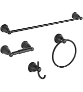 BGL 4-Piece Bathroom Accessory Set Matte Black Bathroom Hardware Set 24 Inches Adjustable Towel B...
