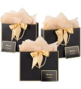 Ronvir 15pcs Large Black Gift Bags with Handles, 12.5 x 10 x 4.5 inch Reusable Luxury Paper Bag w...