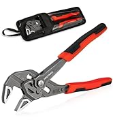 HAUTMEC Adjustable Pliers Wrench, 7-Inch Smooth Jaw Parallel Pliers, Heat-Treated CR-V Steel & Ph...