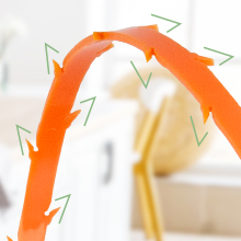 The plumbing snake features a unique hook design for efficient use