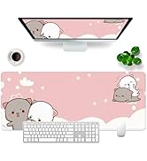 Pink Gaming Mouse Pad Cat Large Mouse Pad Office Desk Accessories XL Funny Desk Mat 31.5x11.8x0.1...