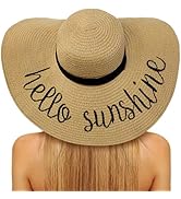 Senker Fashion Floppy Beach Hats for Women Straw Sun Hat Foldable Wide Brim Embroidered Roll up S...