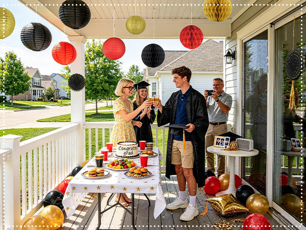 Red Black and Gold Graduation Party Decorations 2026