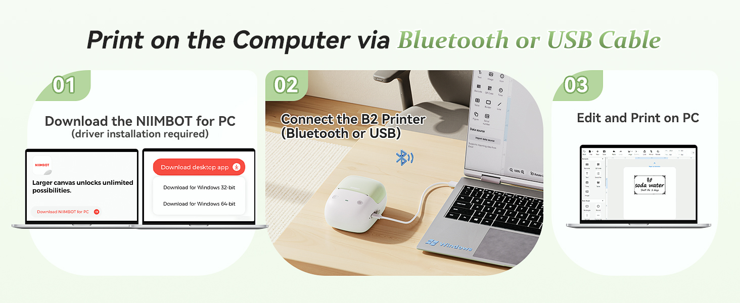 NIIMBOT B2 Label Maker Machine with Tape, Portable Bluetooth Label Printer with Multiple Templates