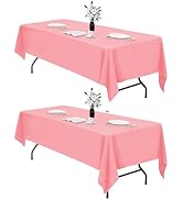 IVAPUPU 2 Pcs Table Cloth for Rectangle 60 x 102 Inch - Blush Pink Tablecloths Rectangular Table ...
