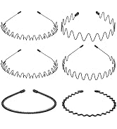 WantGor Metal Headbands for Women Men, Fashion Unisex Black Hairband Sports Headwear Hair Hoop Ha...