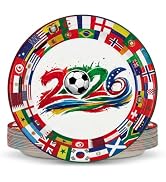 50 Pcs 7 Inch World Flags Dessert Paper Plates, 2026 Soccer Event Theme Plates, International Fla...