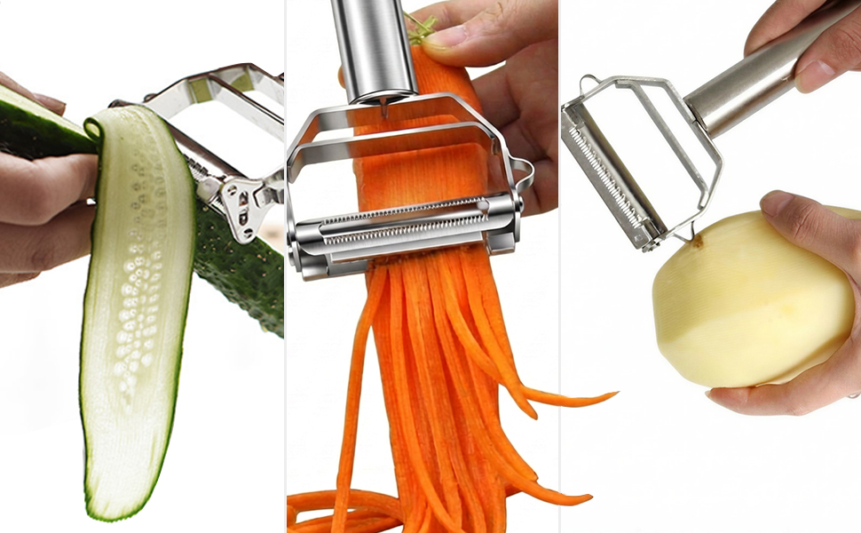 SUNKUKA Vegetable Julienne Peeler -Peel • Julienne • Remove Potato Eyes