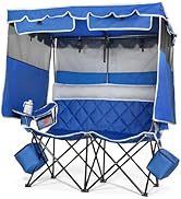 Suteck Double Camping Chair with Canopy, Oversized Double Chair with Umbrella, Folding Camping Lo...