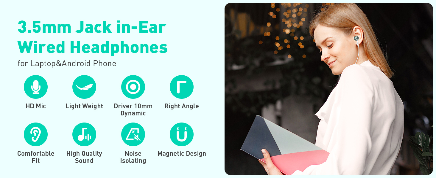 3.5mm Headphones Wired Earbuds with Microphone Noise Isolating Earphone