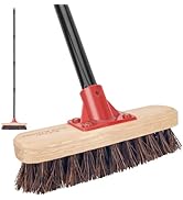 Deck Brush with Long Handle, 52'' Palmyra Bristle Floor Scrubber Broom for Boat, Patio, Garage, C...