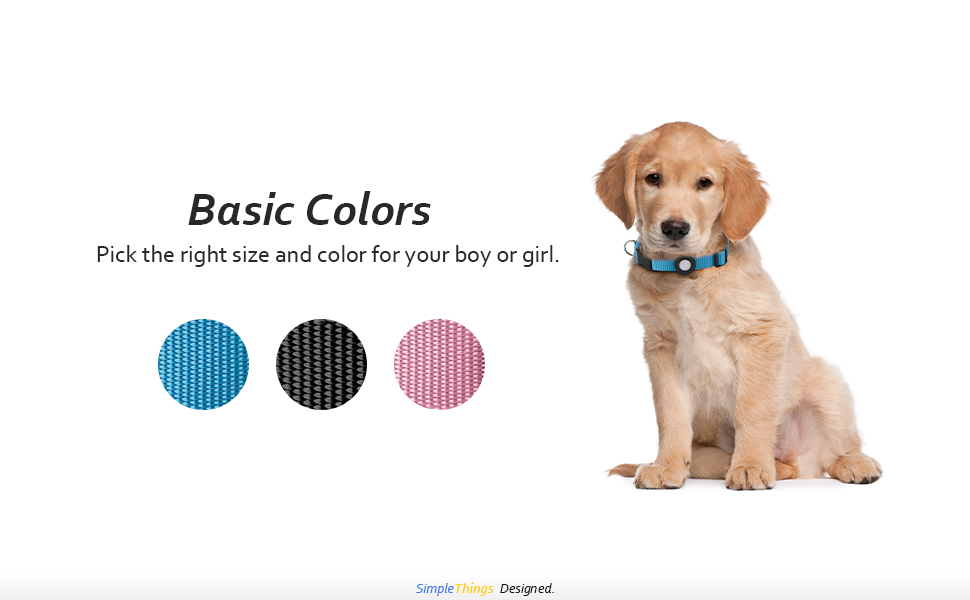 basic airtag dog collar pink black blue