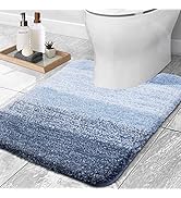 OLANLY Luxury Toilet Rugs U-Shaped 24x20, Extra Soft and Absorbent Microfiber Bathroom Rugs, Non-...