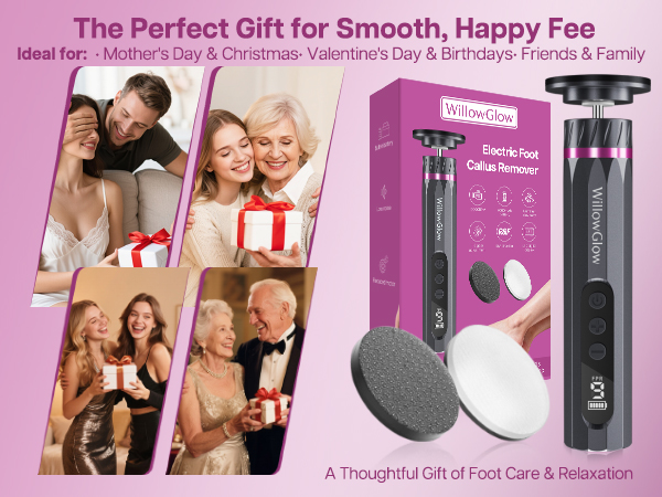 WillowGlow electric foot callus remover - the perfect gift for smooth feet.