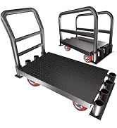 2IN1 Heavy Duty Panel Truck Cart,42" x 24" Flatbed Cart w/1Front&2 Side Handrails,2200 lbs Capaci...