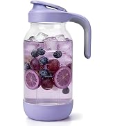 Sursip Glass Mason Jar Pitcher with Lid and Handle, 64 oz (2 Quart) Airtight Leakproof Water Jug,...