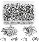 TLKKUE 50 Sets Snap Button, 9.5mm Metal Silver Snaps Buttons for Sewing and Crafting, Open Prong ...
