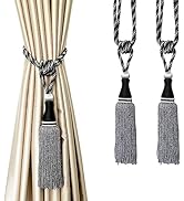 HedongHexi 2 Pack Curtain Tiebacks Home Decorative Holdbacks Braided Tassel Rope Tie-Backs(Black,...