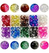 TOAOB 200pcs 8mm Multi Color Crackle Glass Lampwork Beads