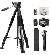 K&F CONCEPT Camera Tripod, 75" Lightweight Portable Travel Outdoor DSLR Tripods for Camera Phone ...