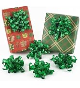 HUIHUANG Green Bows for Gift Wrapping Metallic Burst Curly Ribbon Bows Self Adhesive Emerald Chri...