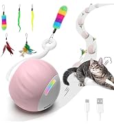 Interactive Cat Toy for Indoor (Sounds&Touch Control) Smart Cat Toys-Automatic Moving Cat Ball To...