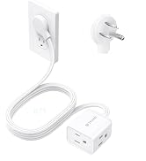 TROND Rightward Flat Plug Extension Cord 6ft for Small Tight Spaces, White | Low Profile 3 Sided ...