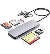 USB C Lightning USB3.0 Multi Card Reader for SD/CF/XD/MS/TF, 5 in 1 Memory Card Reader OTG Adapte...