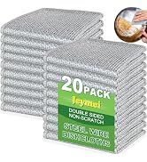 Jeymei 20pcs Non Scratch Wire Dishcloth Multipurpose Wire Dishwashing Rag for Wet and Dry,Metal S...