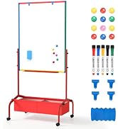 40"x30" Rolling Easel for Classroom Mobile Dry Erase White Board with Stand | Double Sided, with ...
