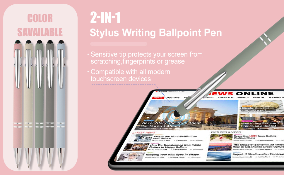 5PCS Stylus Ballpoint Pens with Stylus Tip