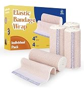 ZJCCTO 4 Pack Elastic Bandage Wrap | 4" Wide Medical Bandage Wrap with Hook-and-Loop Fasteners on...