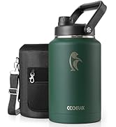 Coolflask Gallon Water Bottle Insulated, 128 oz Stainless Steel Water Jug Leakproof with Large Ha...