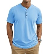 MAGNIVIT Mens Henley Shirts Short Sleeve Cotton Casual Summer Basic T-Shirts 3 Button Solid Colla...
