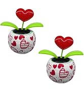 2Pcs Red Solar Powered Dancing Figurines Solar Dance Flower, Heart Swing Dancing Flower in Pots, ...