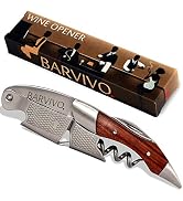 Barvivo Natural Rosewood Wine Opener with Foil Cutter Knife & Cap Remover, Double Hinged Manual W...