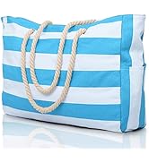 Beach Bags for Women, Large Waterproof Beach Tote Bag with Zipper Beach Bags Waterproof Sandproof...