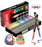 TECADA 72 Colors Acrylic Paint Markers, Soft Brush Tip Acrylic Markers Set, Paint Pens for Wood, ...