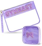 Haakong 2 Pcs Cosmetic Makeup Bags with Chenille Letter Patches, Clear Organizer Purse, Portable ...