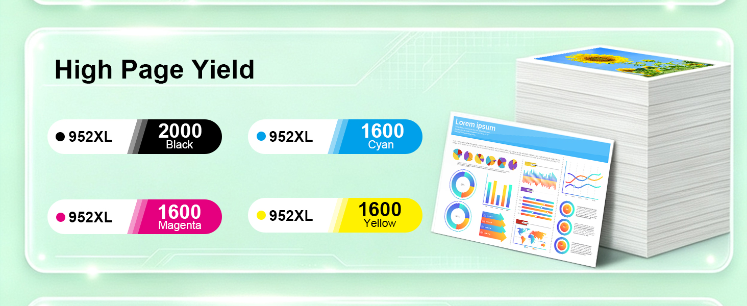 952XL INK cartridges Fade-resistant, crisp print quality