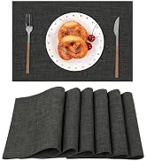 SHACOS Washable Cloth Placemats Set of 4 Cotton Linen Double Layer Thickened Machine Washable Tab...