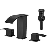 VOTON Waterfall Bathroom Faucets Black, Widespread Bathroom Sink Faucet 3 Hole with Pop Up Drain,...